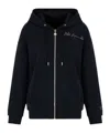 Ea7 Logo Hooded Zipper Sweatshirt In Black