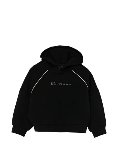 Ea7 Kids' Logo Hoodie In Black