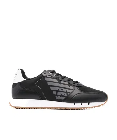 Ea7 Logo Lace Up Casual Sports Shoes In Black