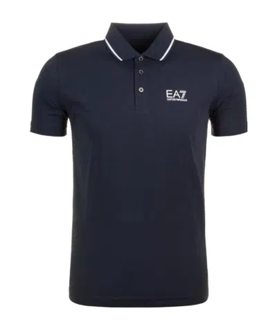 Ea7 Logo Lapel Polo Shirt In Black