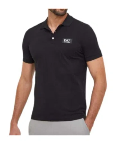 Ea7 Logo Lapel Polo Shirt In Black
