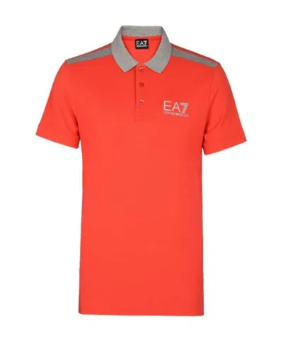 Ea7 Logo Lapel Polo Shirt In Orange