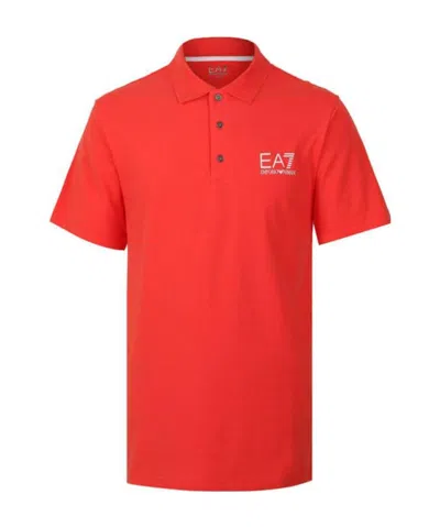 Ea7 Logo Lapel Polo Shirt In Red