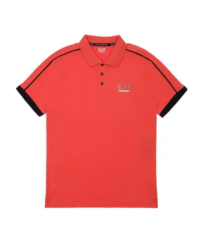 Ea7 Logo Lapel Polo Shirt In Red