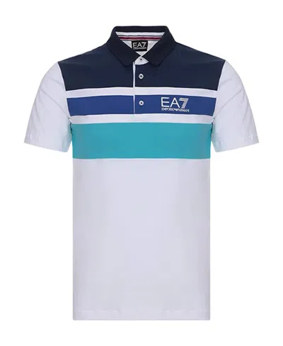 Ea7 Logo Lapel Polo Shirt In White