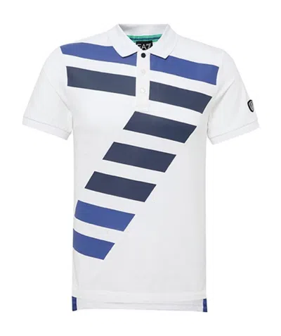 Ea7 Logo Lapel Polo Shirt In White