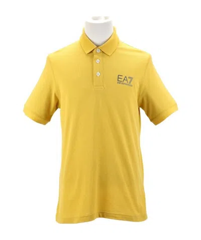 Ea7 Logo Lapel Polo Shirt In Yellow