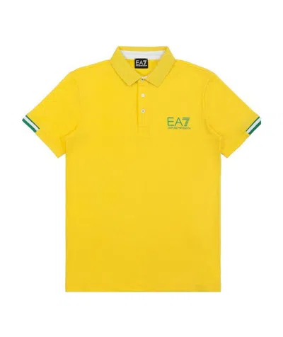 Ea7 Logo Lapel Polo Shirt In Yellow