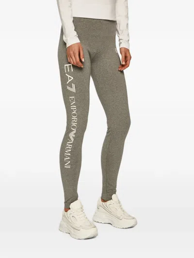 Ea7 Logo Leggings In Gray