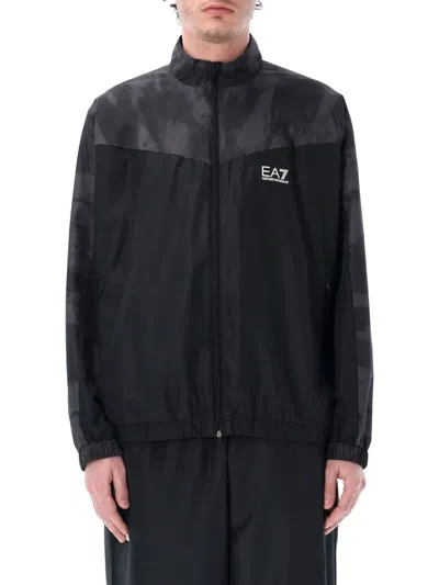 Ea7 Logo Lightweight Jacket In Black