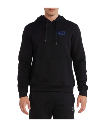 Ea7 Logo Logo Hooded Sweater In Black