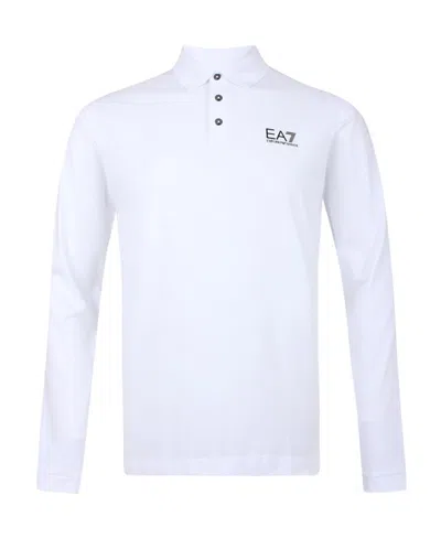 Ea7 Logo Logo Polo Shirt In White