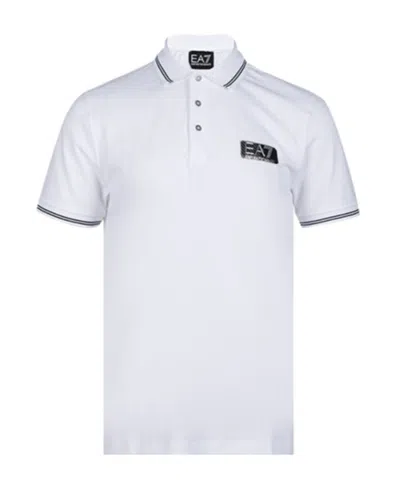 Ea7 Logo Logo Short-sleeved Polo Shirt In White