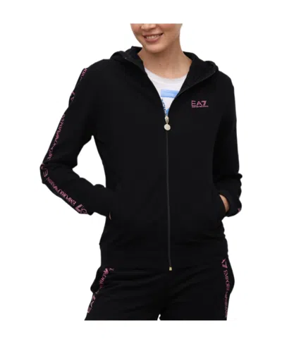 Ea7 Logo Logo Zipper Sweater In Black