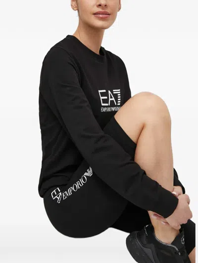 Ea7 Logo Long-sleeve Sweatshirt In Black