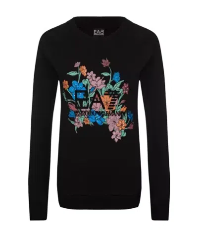 Ea7 Logo Long-sleeved Sweater In Black