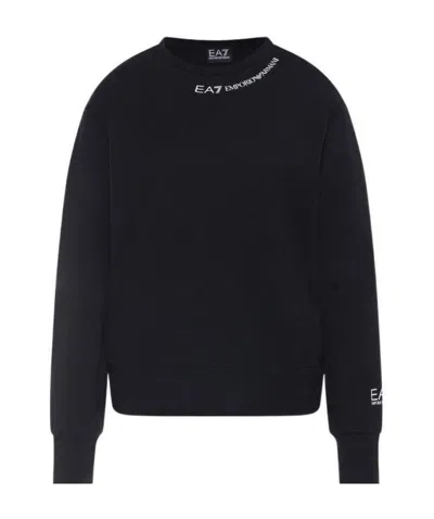 Ea7 Logo Long-sleeved Sweater In Black