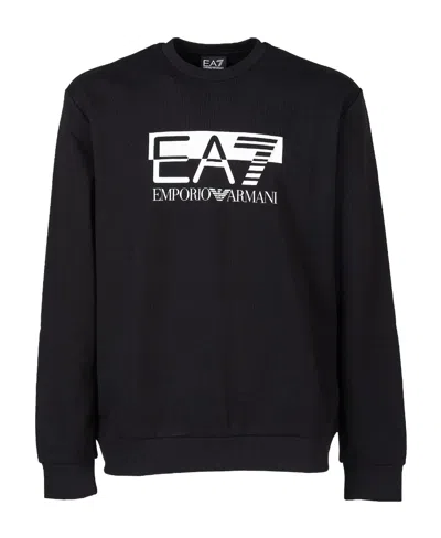 Ea7 Logo Long-sleeved Sweater In Black