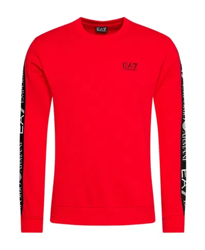 Ea7 Logo Long-sleeved Sweater In Red