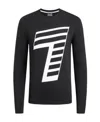 Ea7 Logo Long-sleeved T-shirt In Black