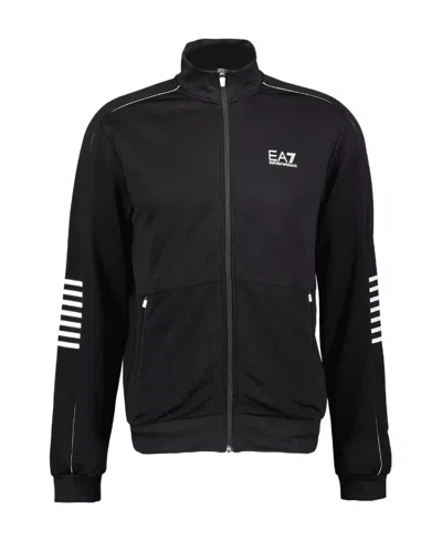 Ea7 Logo Long-sleeved Zipper Sweater In Black