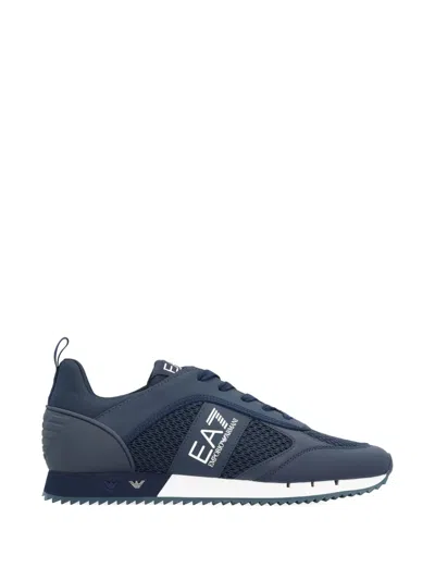 Ea7 Logo Low-top Sneakers In Blue