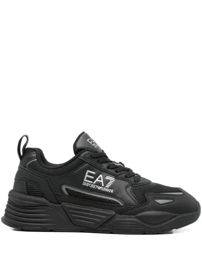 Ea7 Logo-motif Chunky Sneakers In Black