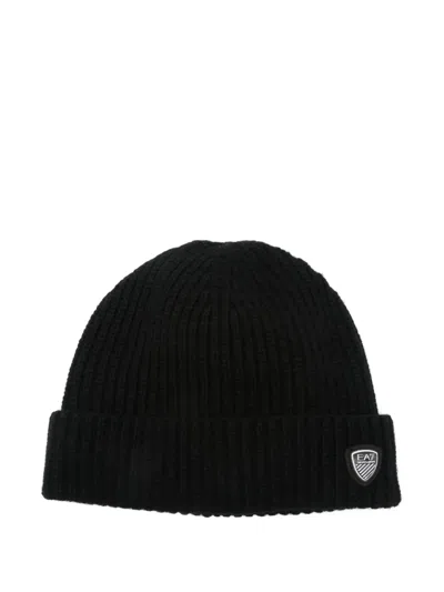 EA7 LOGO-PATCH BEANIE HAT
