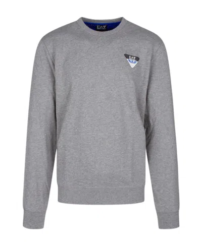 Ea7 Logo Patch Cotton Sweatshirt In Gray