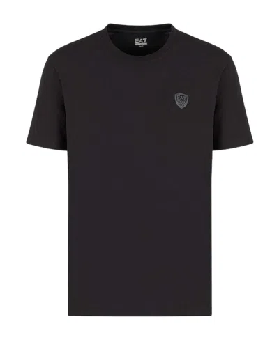 Ea7 Logo-patch Cotton T-shirt In Black