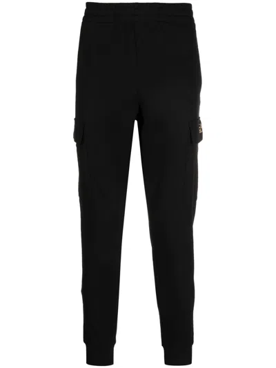 Ea7 Logo-patch Cotton Track Pants In Black