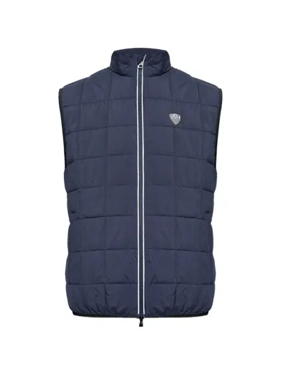 Ea7 Logo-patch Padded Gilet In Blue