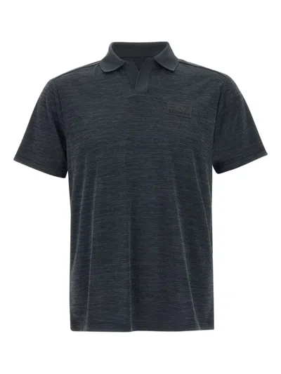 Ea7 Logo-patch Polo Shirt In Black