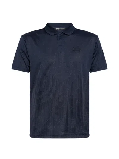 Ea7 Logo-patch Polo Shirt In Blue