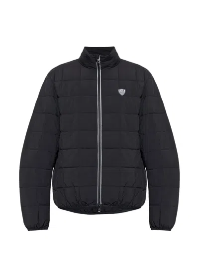 Ea7 Logo-patch Quilted Jacket In Black