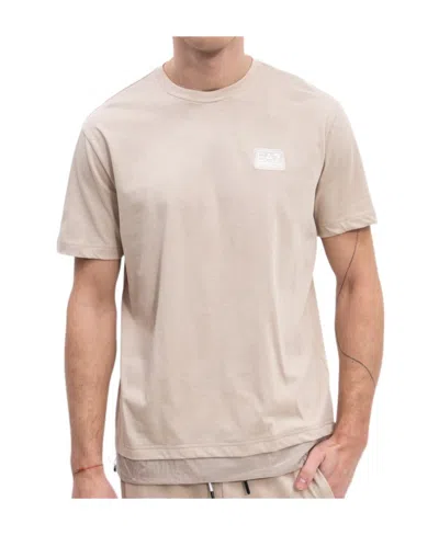 Ea7 Logo Patch Round-necked T-shirt In Nude