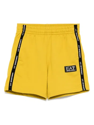 Ea7 Logo-patch Shorts In 黄色