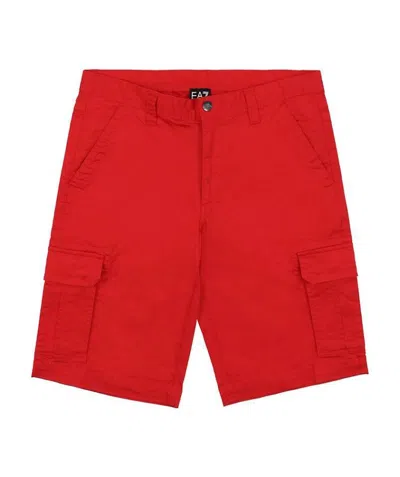 Ea7 Logo Patch Shorts In Red