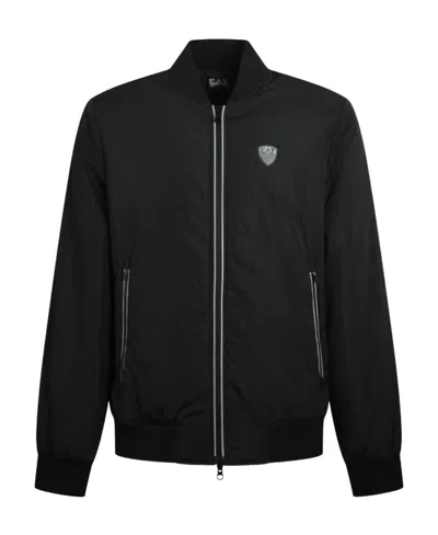 Ea7 Logo-patch Zip-up Bomber Jacket In Black