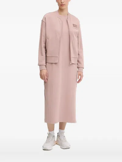 Ea7 Logo-patch Zip-up Jacket In Pink