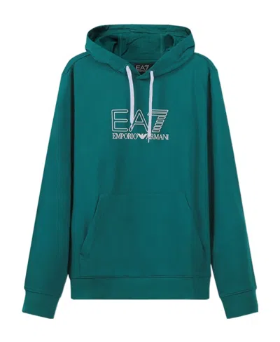 Ea7 Logo Pattern Hoodie In Green