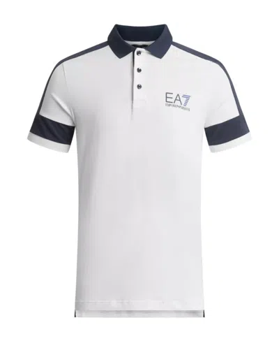 Ea7 Logo Pattern Polo Shirt In White