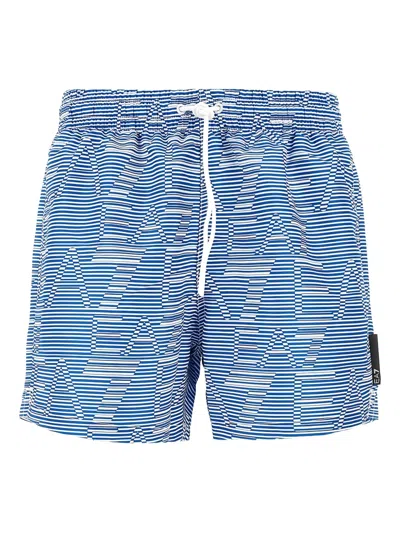 Ea7 Logo-pattern Swim Shorts In Blue
