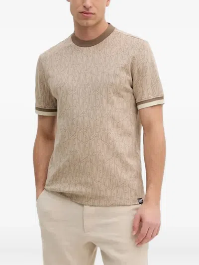 Ea7 Logo-pattern T-shirt In Neutral