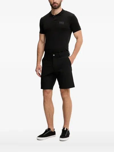 Ea7 Logo-plaque Polo Shirt In Black