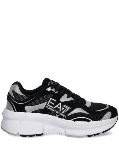 Ea7 Logo-plaque Sneakers In Black