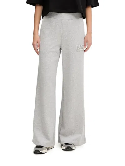 Ea7 Logo-plaque Trousers In Gray