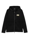 Ea7 Logo-plaque Zip-up Hoodie In Black