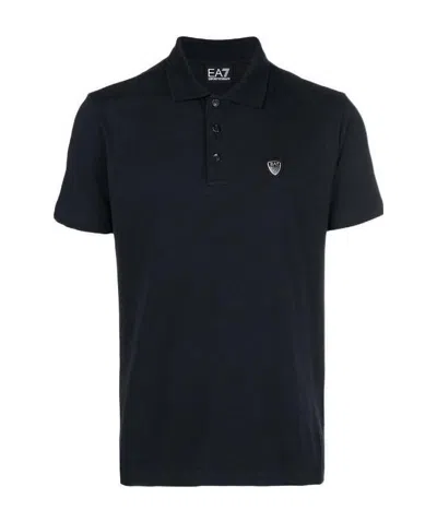 Ea7 Logo Polo Shirt In Black