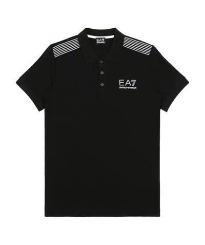 Ea7 Logo Polo Shirt In Black